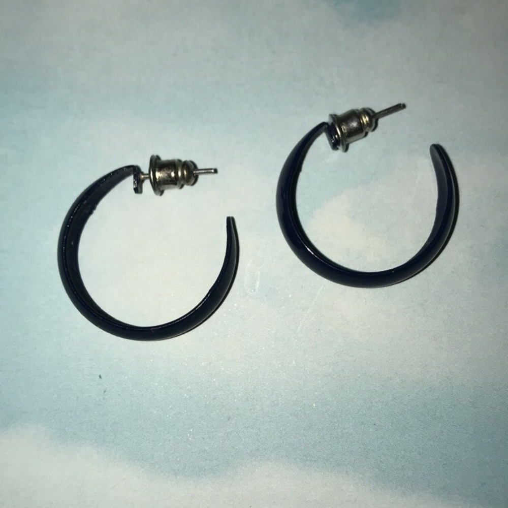 Navy blue small hoop earrings